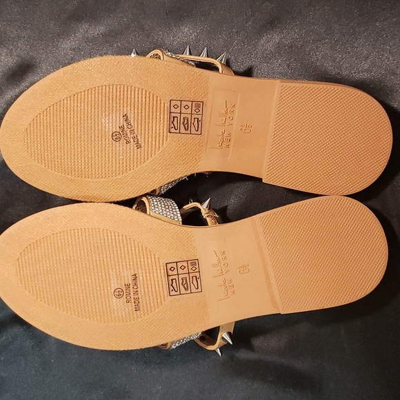 Nicole Miller Four Strap Studded and Rhinestone Slide Sandals - Picture 6 of 6